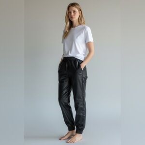 Zara Black Pleather Jogger Pants